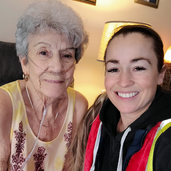 Marlane wearing nasal cannula with her ProResp delivery person