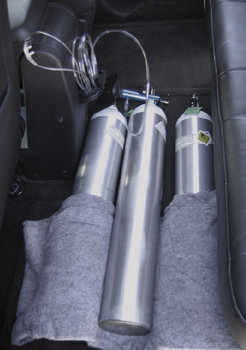 Cylinders safely stored in vehicle